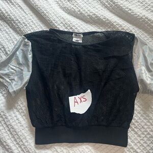 Rebel Black and Silver Mesh Crop Top